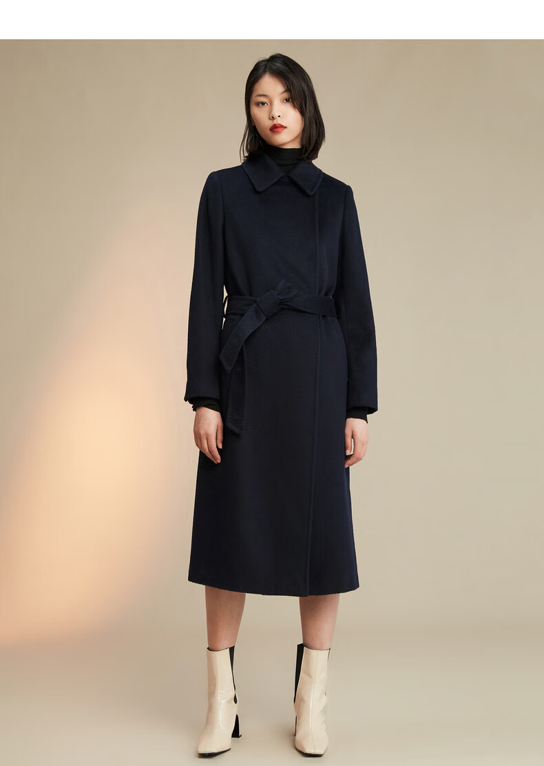 【商场同款】鄂尔多斯erdos女羊绒大衣 午夜蓝 175/96a/xxl【图片