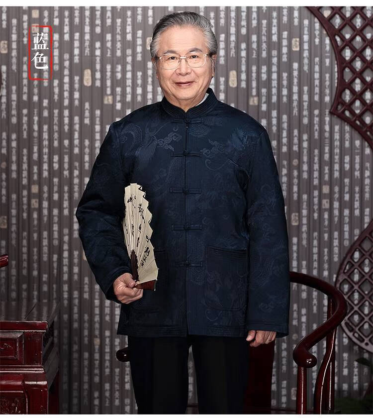 传奇保罗唐装男装中老年人棉衣加绒加厚保暖中式生日过寿衣服中式潮流