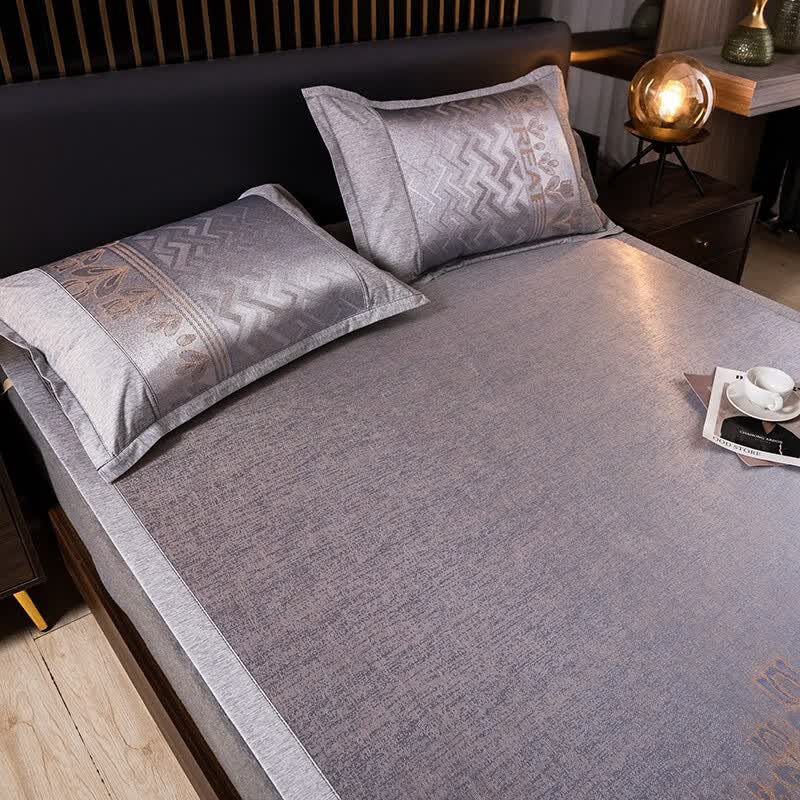 庭爽高档冰丝凉席三件套双人家用15米18m夏季可水洗可折叠学生宿舍夏