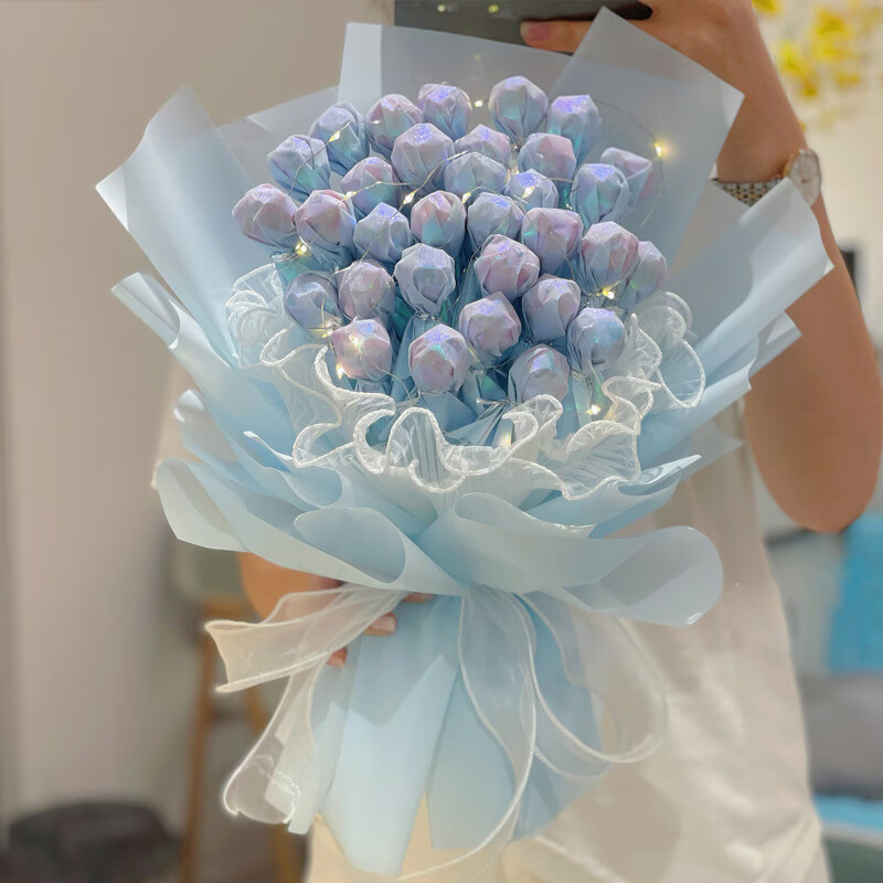 星河花束diy材料自制手工糖果包装纸送女生情人节礼物花束雾蓝绿灰