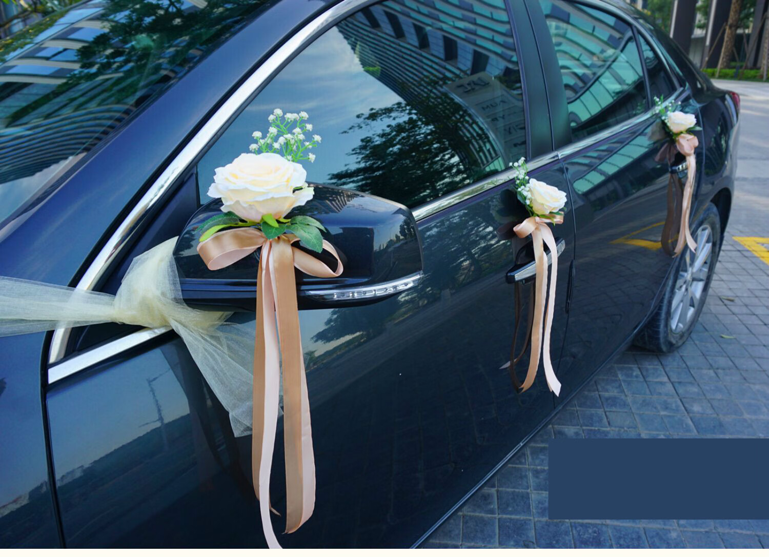 创意个性主婚车装饰车头花套装仿真结婚花车用品车队拉花全套布置香槟