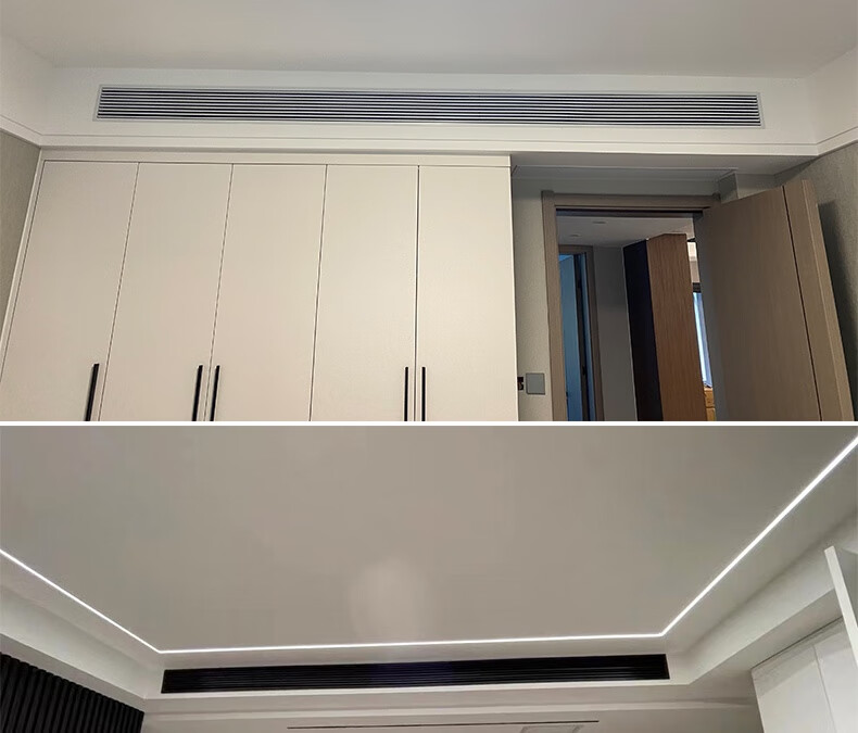 中央空调出风口格栅加长极窄极简abs定制黑色窄边框线性百叶回风10极