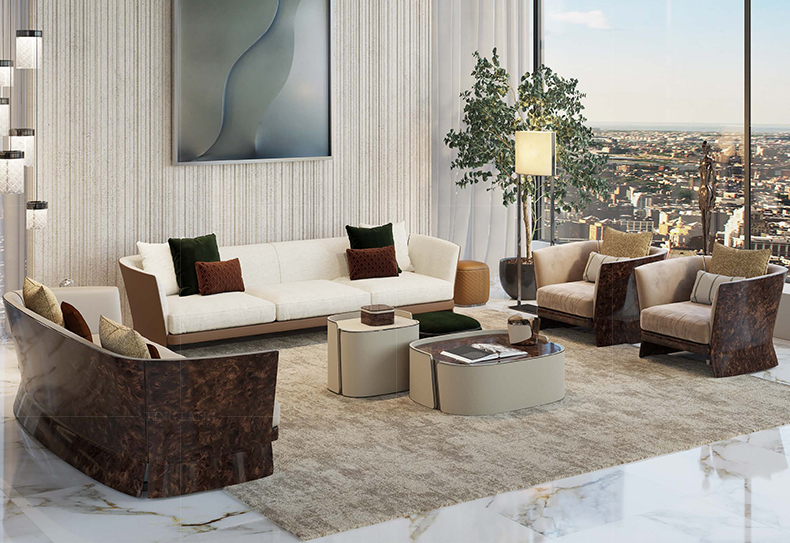 亭堂意式轻奢真皮沙发高端现代简约客厅家用三人位组合意大利家具