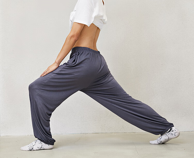 咀羙男士瑜伽太极灯笼裤夏季特大码男中老年薄款长裤加肥直筒裤灯笼