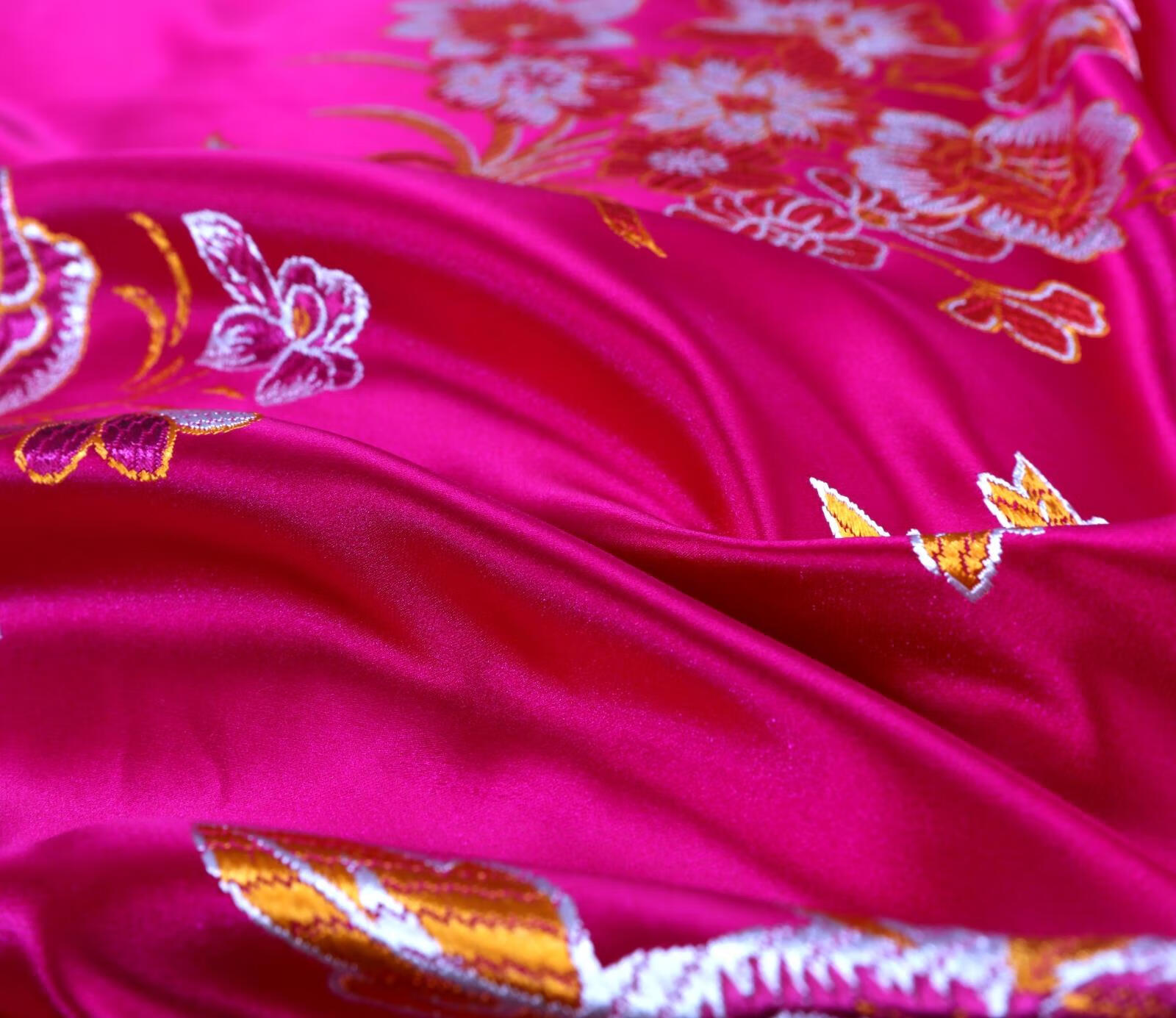 卓尔曼婚庆杭州丝绸被面软缎绸缎缎子被面结婚七彩织锦缎被面彩金白子