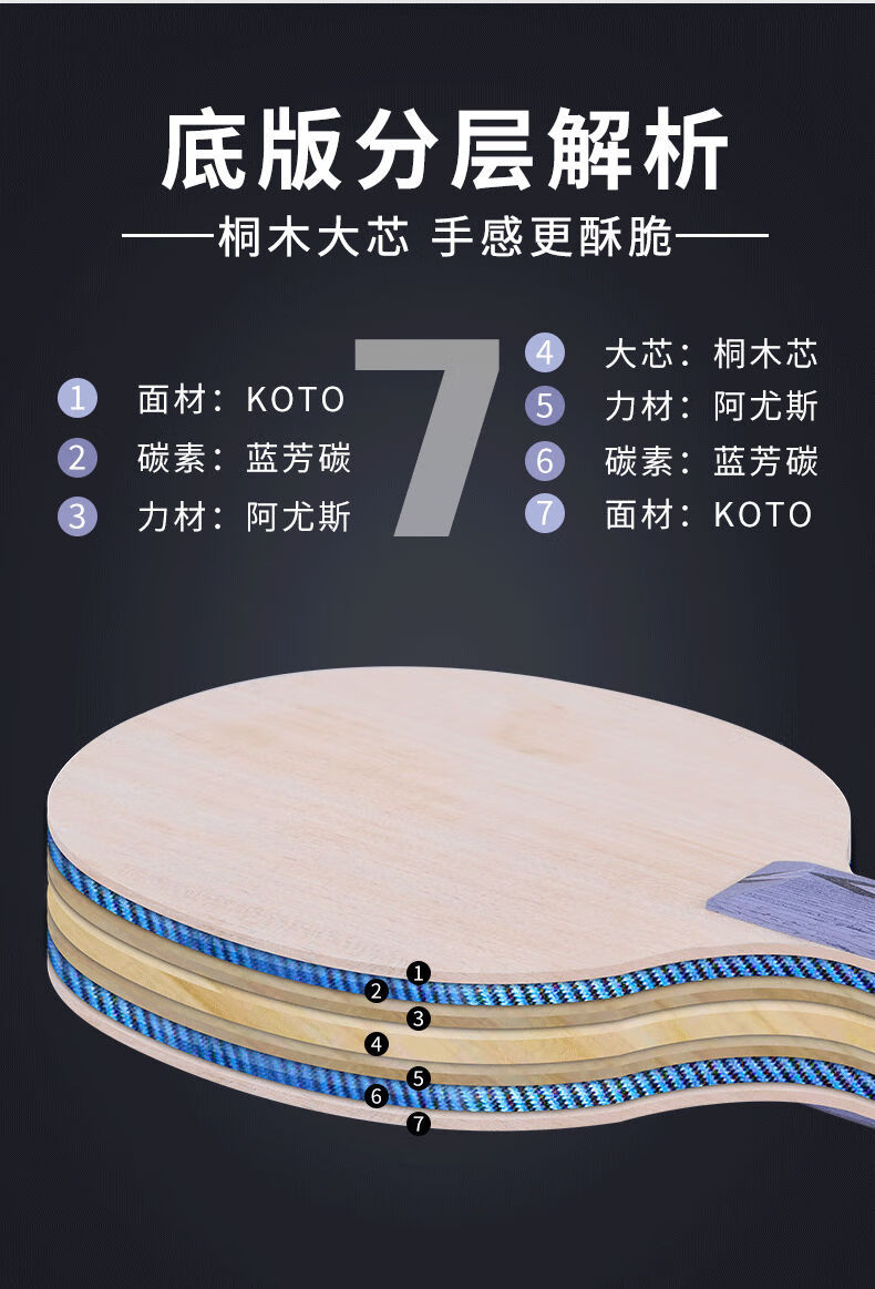 红双喜天极506x乒乓球底板球拍弧圈快攻型王结构芳碳纤维底板天极506x