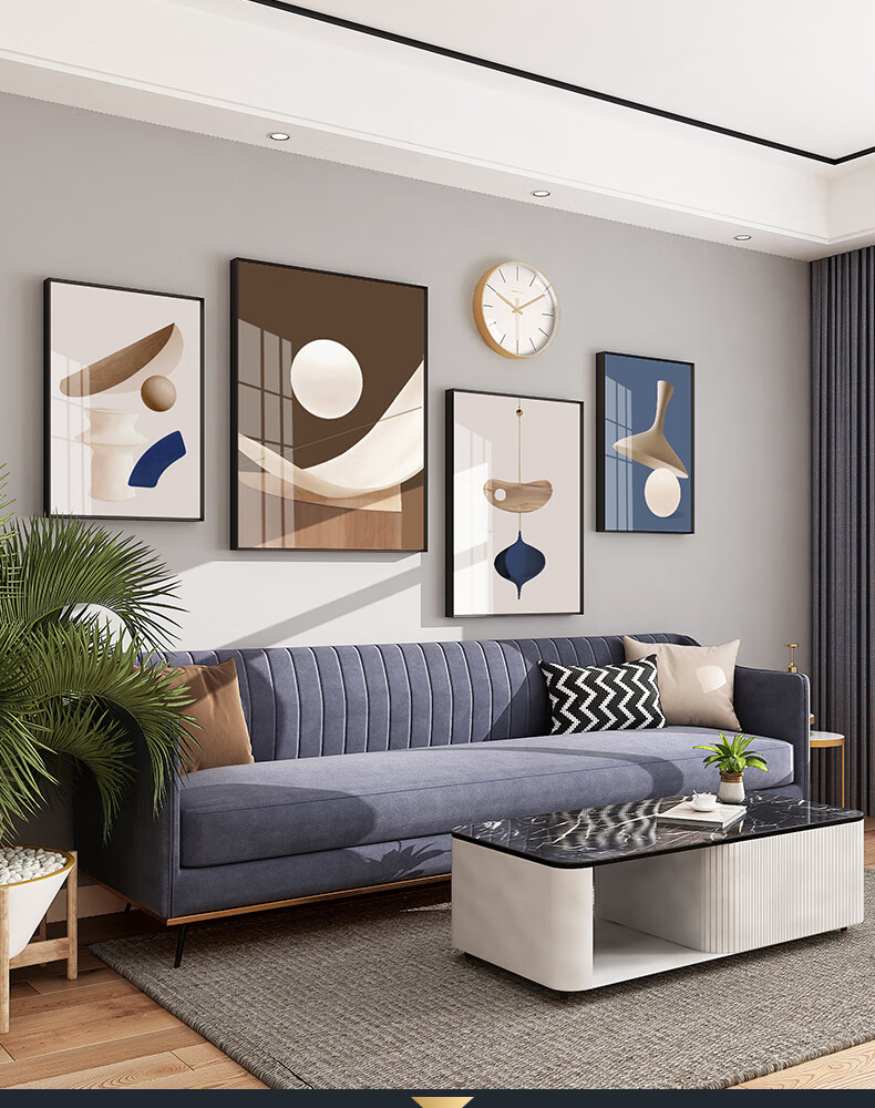 一面墙现代轻奢风格装饰画客厅沙发后面的挂画室内墙上风景壁画创意