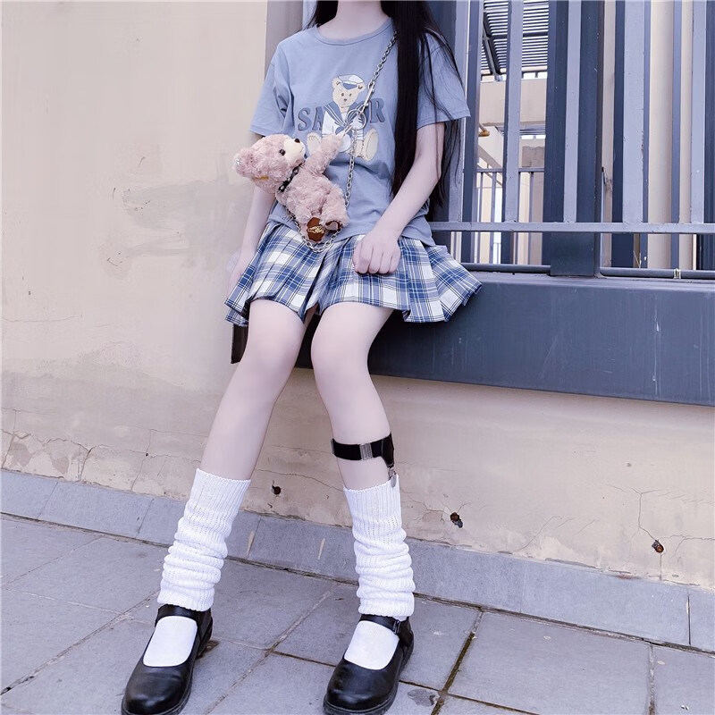 小腿袜女春秋jk袜子针织袜套堆堆袜洛丽塔日系ita甜美软妹毛球堆堆袜