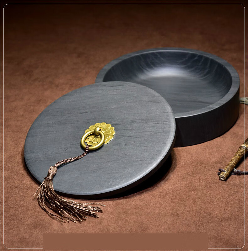 萌之瑶歙砚4寸5寸6寸8寸10寸砚台带盖墨海原石文房四宝天然砚台端砚