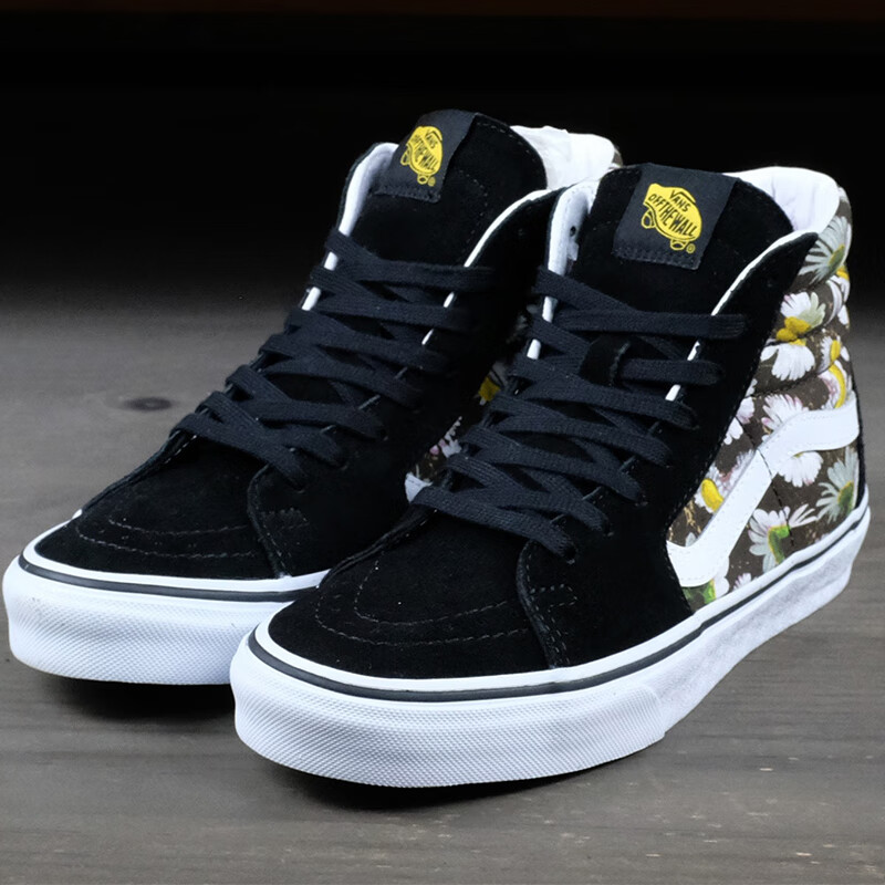 vans范斯男鞋女鞋 sk8-hi高帮小雏菊印花运动鞋复古时尚高帮休闲鞋