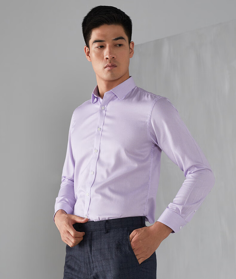 雅戈尔【dp 免烫】衬衫男 秋季推荐 男士长袖衬衫 条纹衬衫男修身