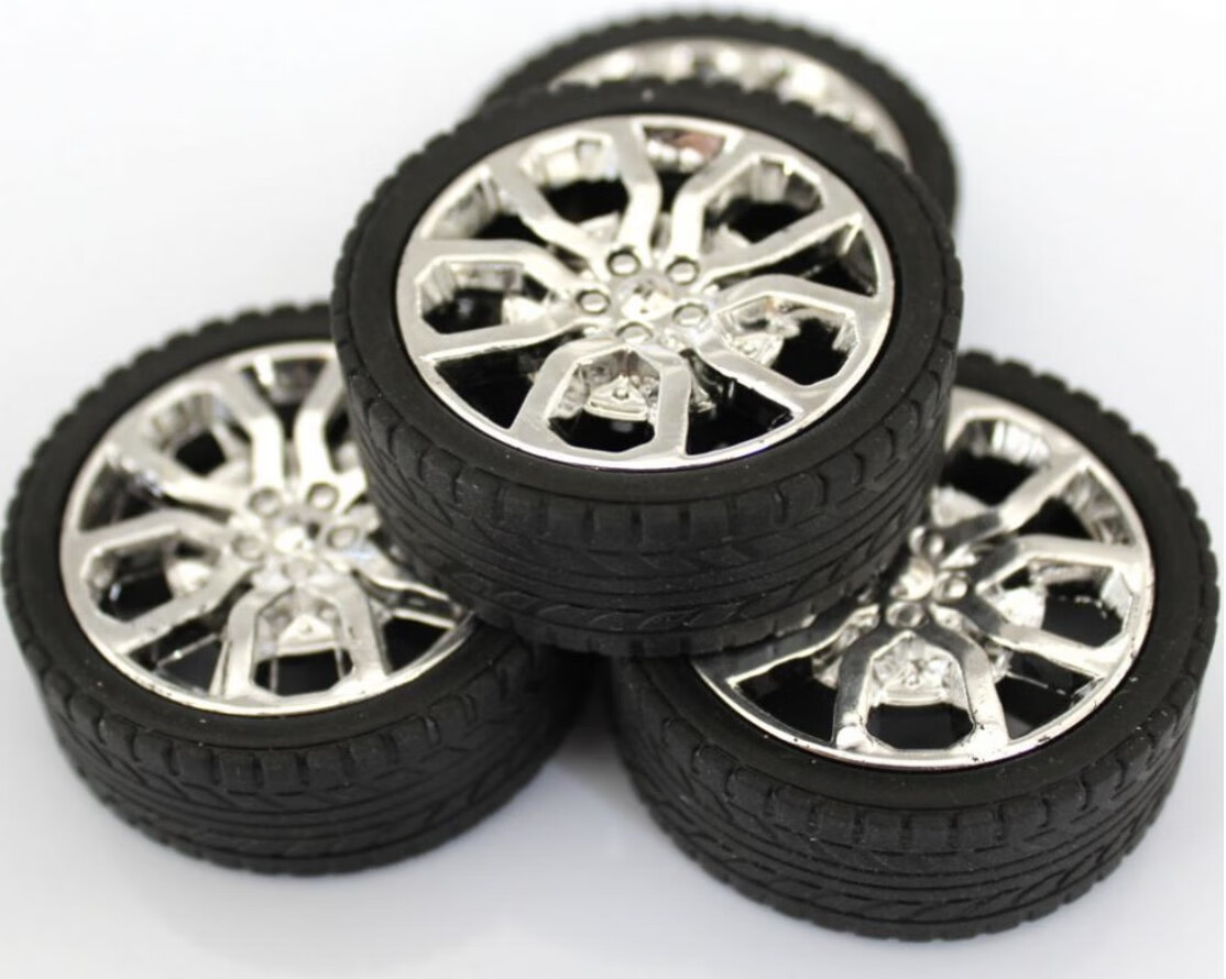 2545mm橡胶车轮玩具塑料小车轮模型制作配件科技小制作材料1套含4个