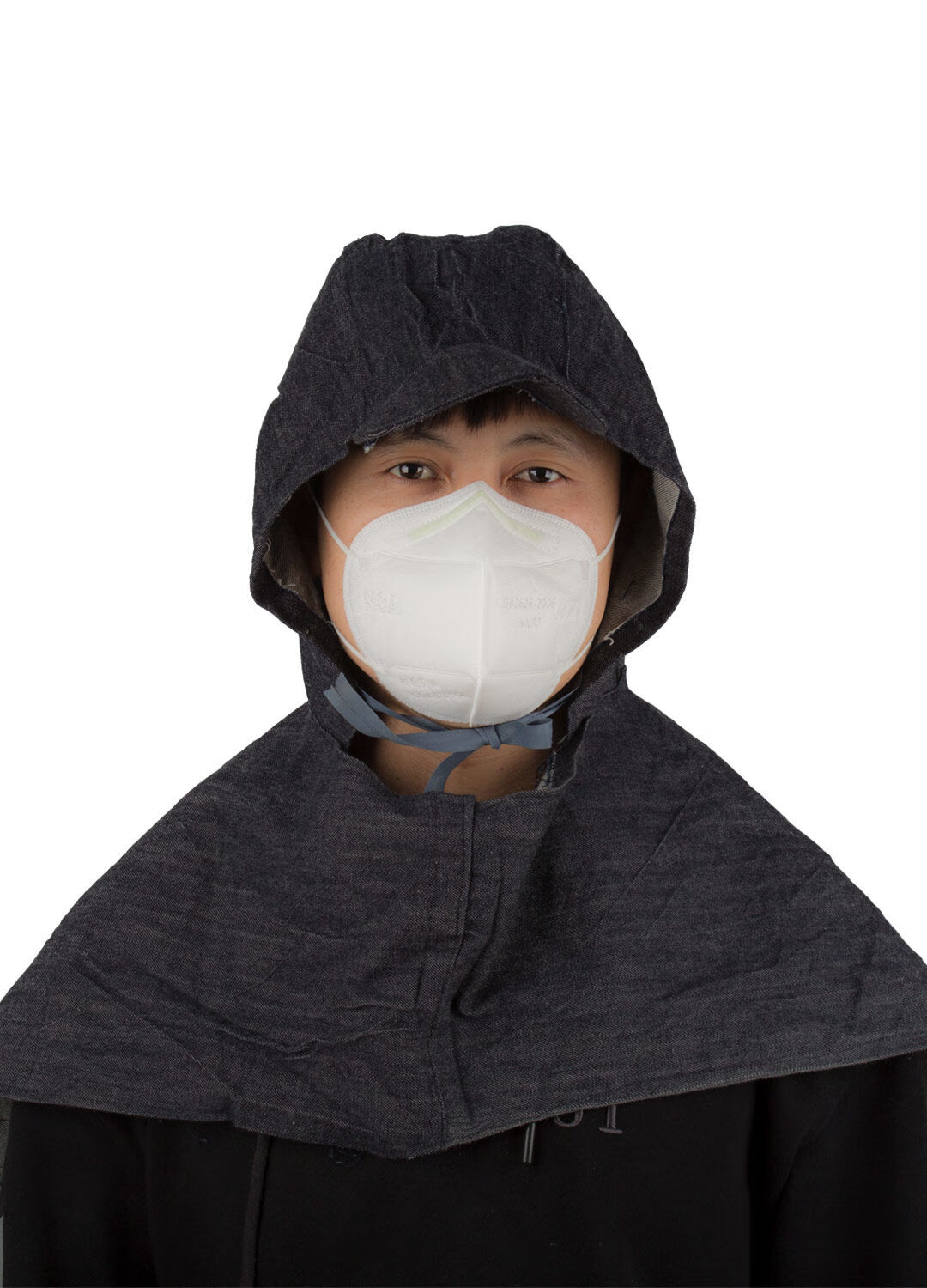 防尘披肩帽牛仔布披风劳保用品打磨粉尘套头面罩防尘罩衣工业粉尘