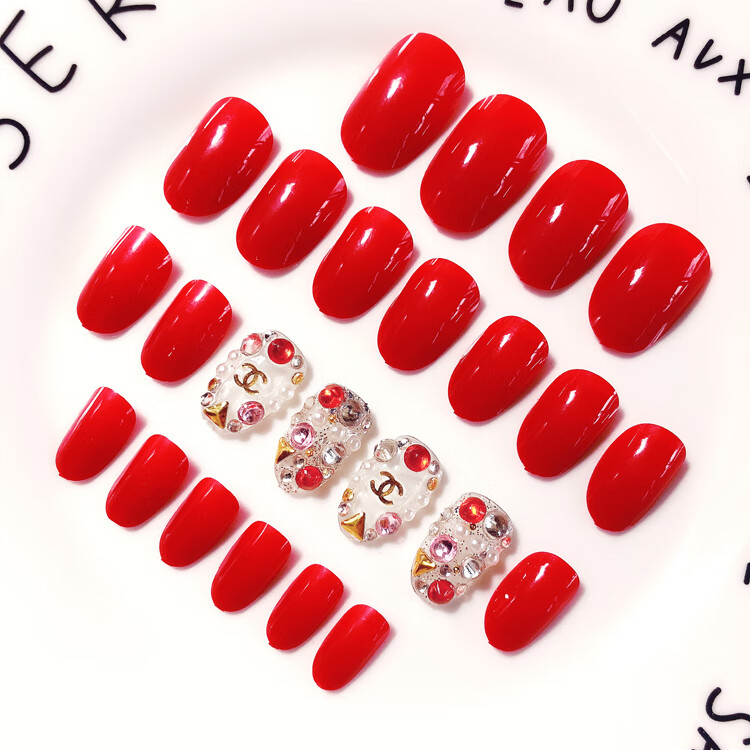 假指甲贴片成品显白渐变色穿戴甲可拆卸果冻胶持久防水美甲片渐变红