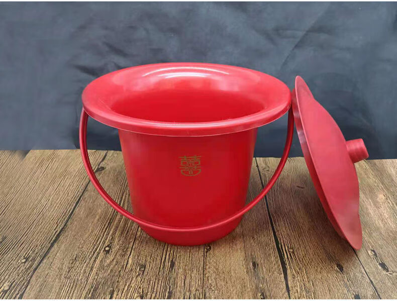 搪瓷痰盂红色婚庆手提带盖成年老人大号马桶尿桶高舒捷帮塑料痰盂双喜