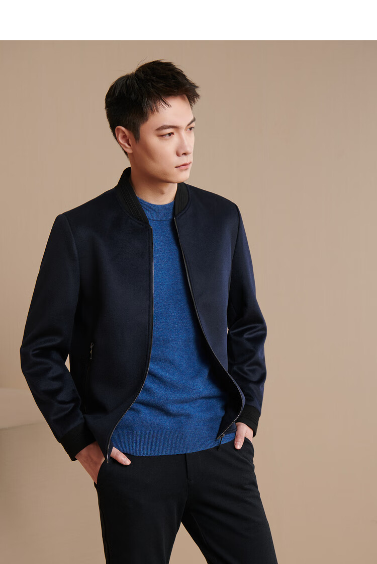 hla海澜之家棒球领舒适顺滑夹克2020冬季新品简约毛呢夹克外套男hwjad