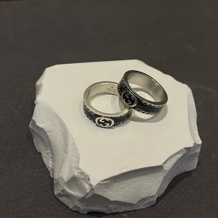 古驰(gucci) 潮流轻奢双g戒指 黑色ins百搭对戒 送男友送女友礼物 双g