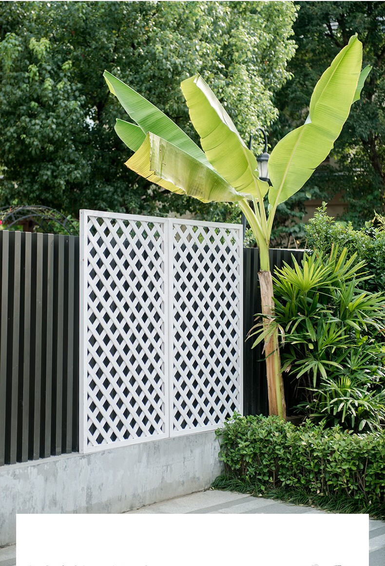 户外白色防腐木栅栏围栏花园隔断装饰网格护栏室外篱笆围墙爬藤架 60*