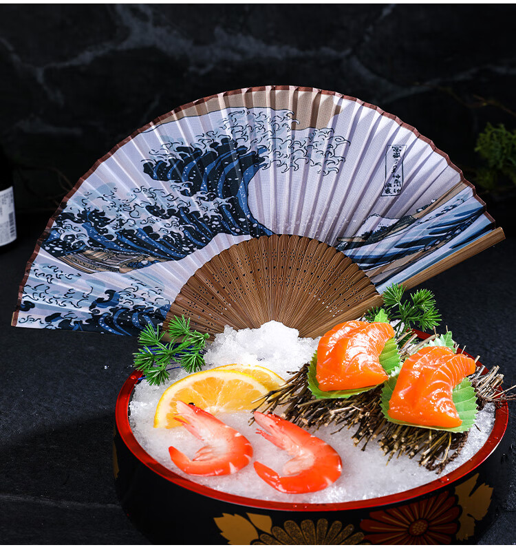 刺身装饰品扇子摆盘道具盘饰小摆件日式折扇酒店菜品冷菜冷盘点缀 布