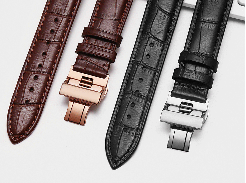 代用阿玛尼真皮手表带男蝴蝶扣ar19812447243318620382ar60003皮链