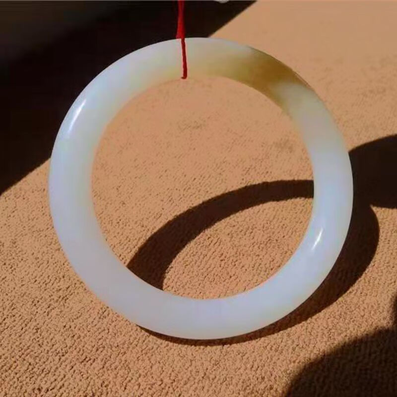 今传福新疆和田玉糖皮玉镯子羊脂青白玉圆条手镯玉镯糖白玉镯子细圆糖