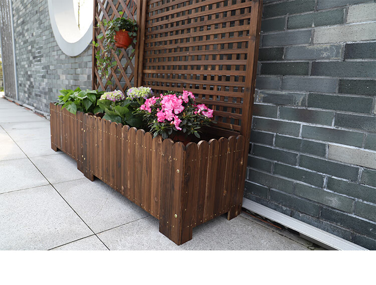 防腐木花箱栅栏庭院围栏围挡阳台户外花架种植花盆花园网格爬藤架加厚