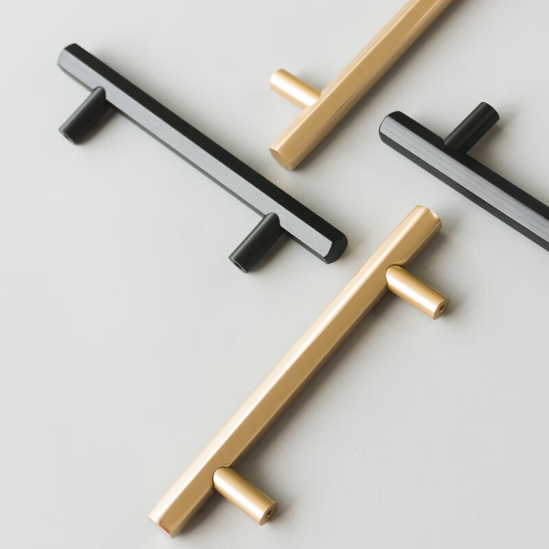 北欧美式现代简约六角星金色抽屉拉手衣柜门黑色拉手把手磨砂黑六角形