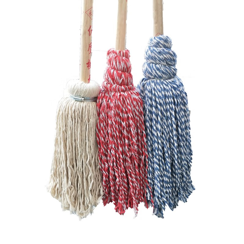 吸水拖把绒线布条老式拖把酒店物业大号白线拖把双层铁丝捆绑2个价格