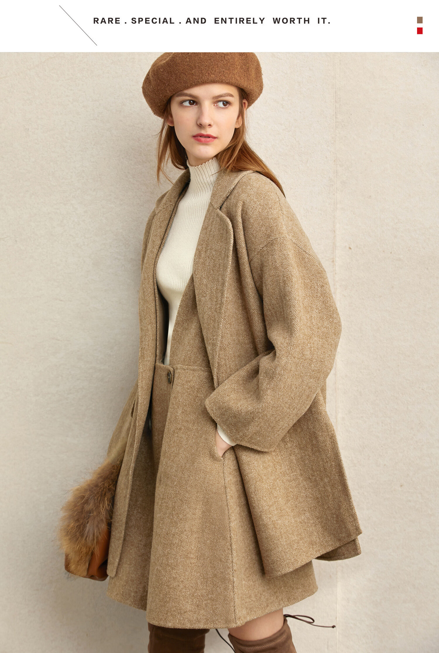 极简初剪羊毛双面呢套装2019秋v领落肩袖外套 灰色 s