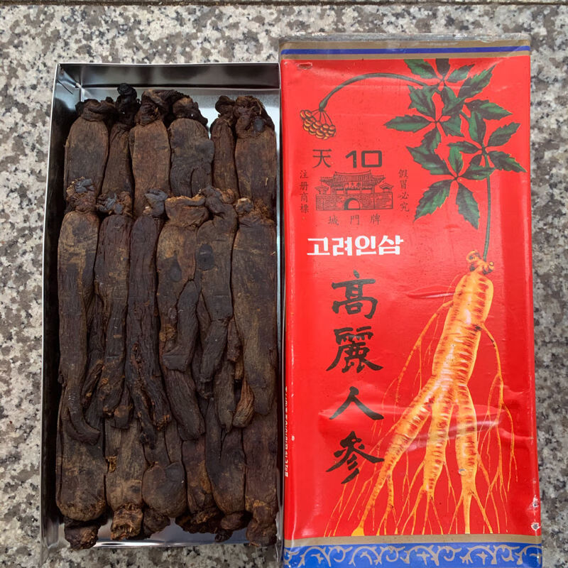 城门牌朝鲜高丽人参1983年1985年朝鲜进口老高丽参20支天字600g83年15