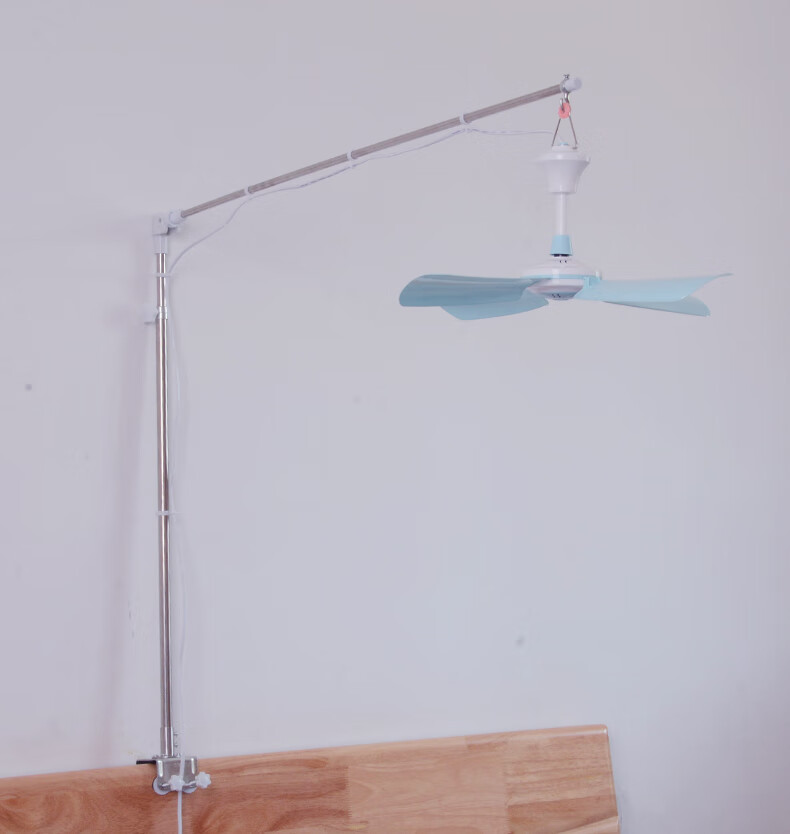 丝雨小吊扇摇头小吊扇丝雨升级全不锈钢床头夹微风小吊扇支架伸缩折叠