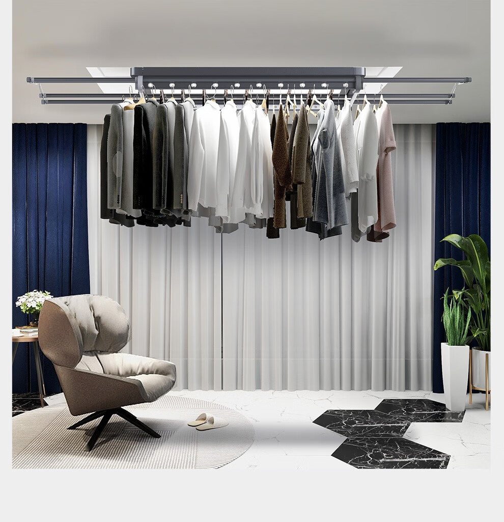 免费安装盼盼电动晾衣架智能晾衣机阳台室外遥控led自动升降晾衣杆