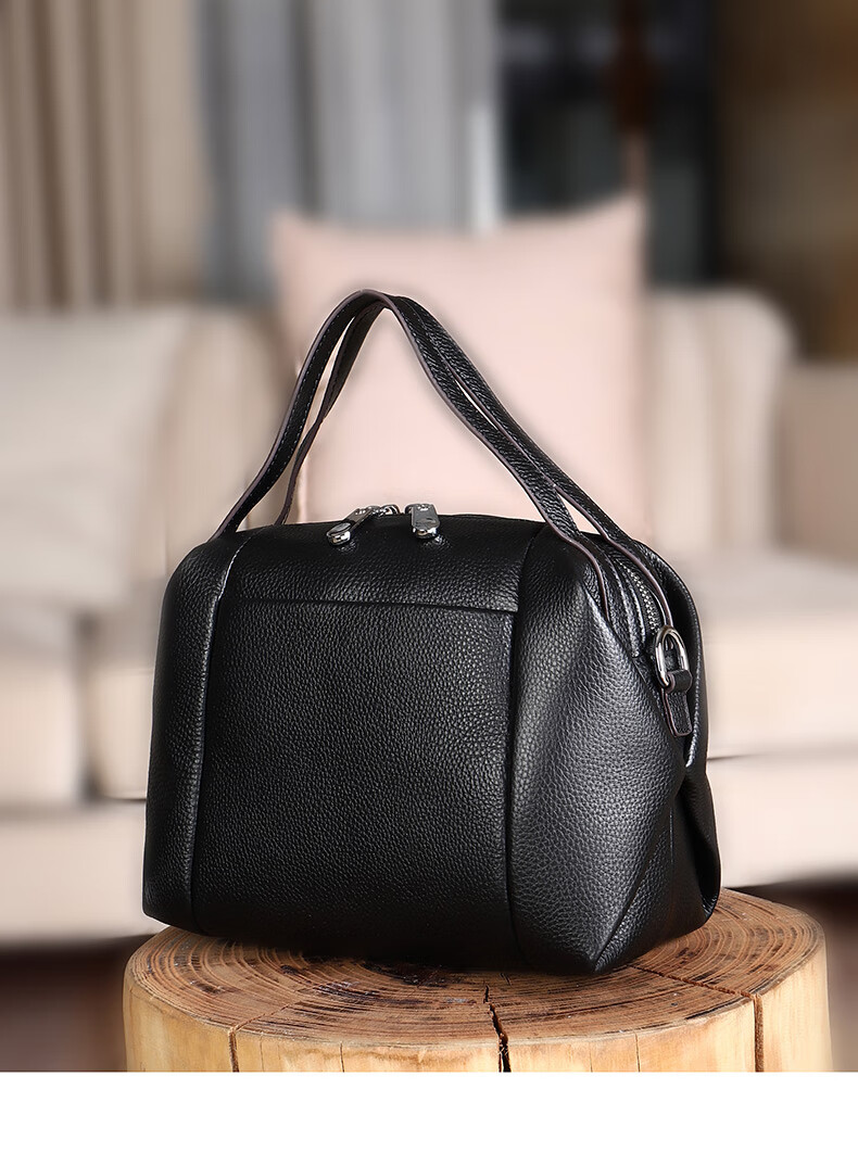 sicc高档轻奢侈品牌真皮女包包2020新款百搭手提单肩女士波士顿包大