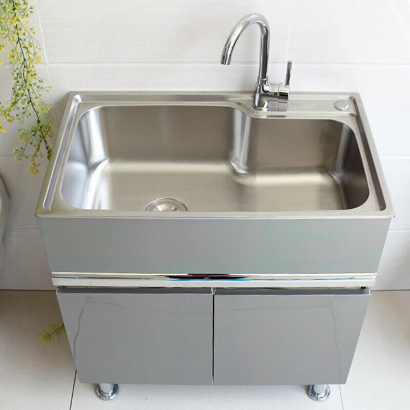 304不锈钢洗衣柜组合阳台洗衣池带搓板简约小户型洗菜台盆落地柜wm