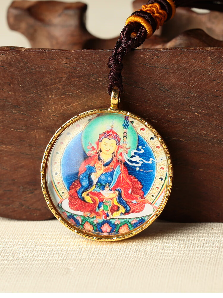 欧映唐卡佛牌吊坠黄财神项链四臂观音文殊菩萨圆款药师佛项坠莲师佛像