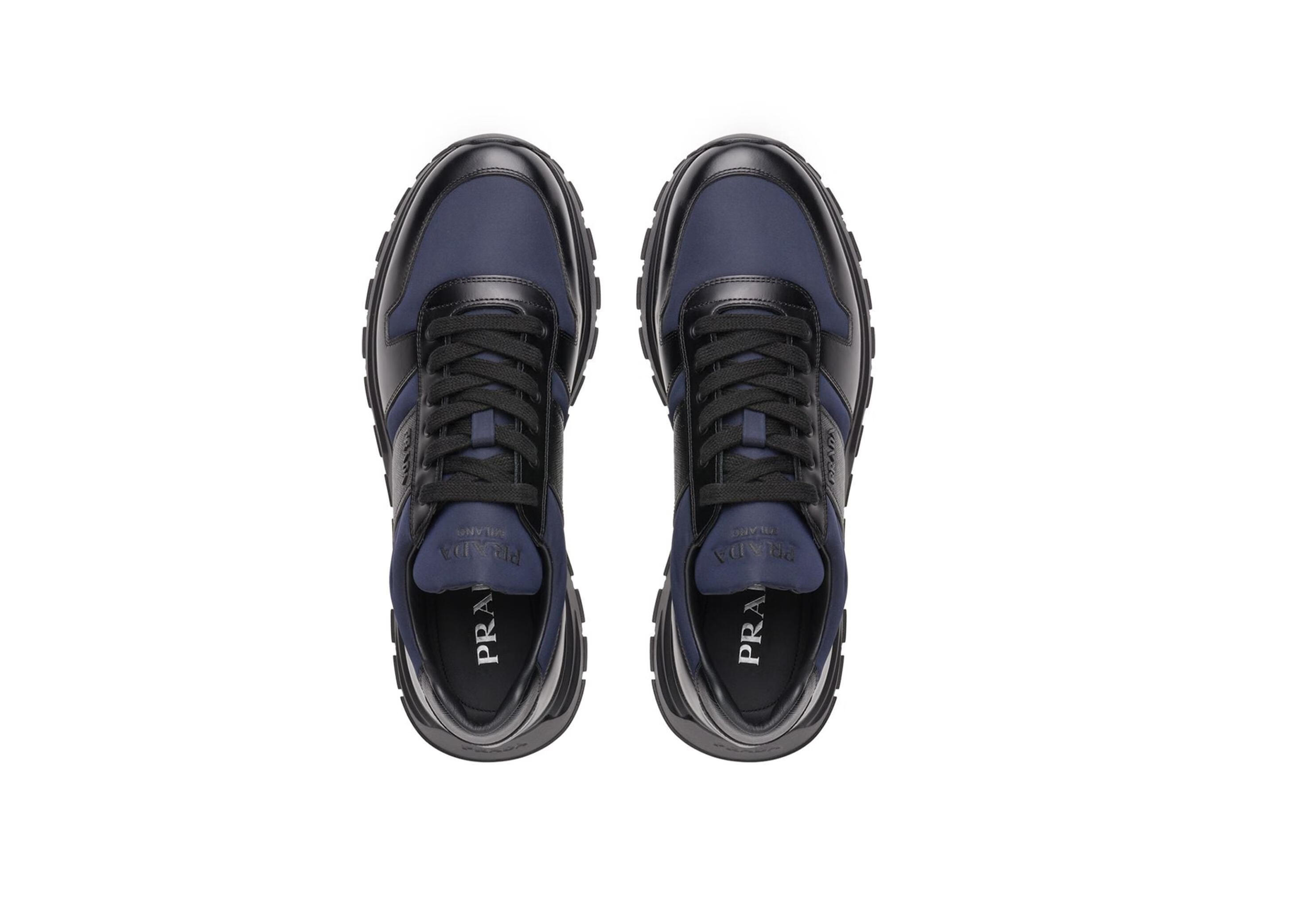 普拉达(prada)20秋冬男士低帮拼接运动鞋 黑色 uk8【图片 价格 品牌