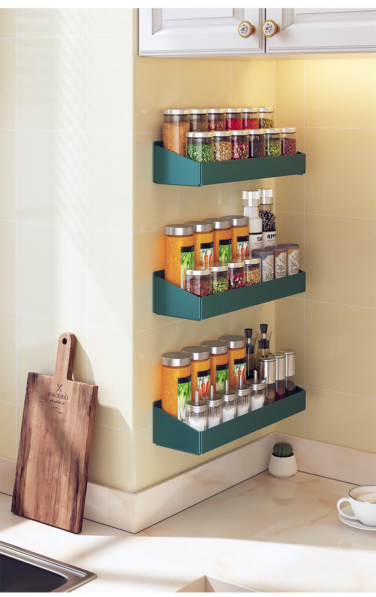 朝暮之家 调料架子不锈钢厨房置物架壁挂调味架免打孔层架收纳架 天