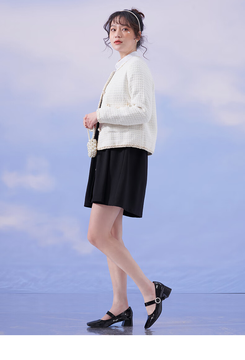 热风2021年新款秋冬女士编织粗花呢小香风短外套14粉红s