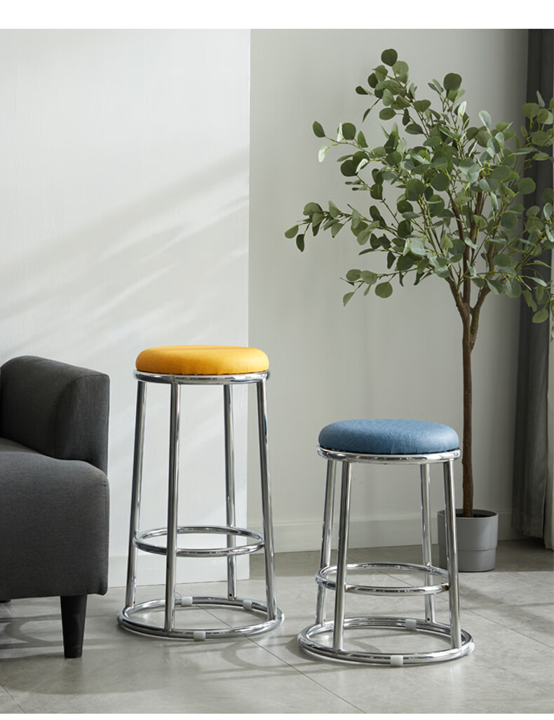 定制40高加厚三环凳高脚凳酒吧凳吧台凳成人高圆凳商城柜台圆凳子白色