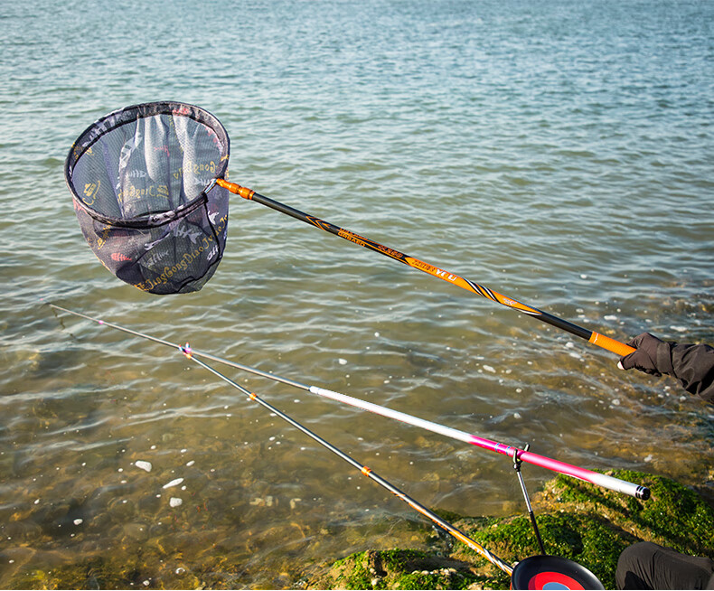 Grsaed Carbon Fiber Landing Net Pole, Ultra-Light And Ultra-Hard Telescopic Landing Net Rod, Complete Fishing Landing Net Set with Fish Net, 3.0 Meters, Orange 31