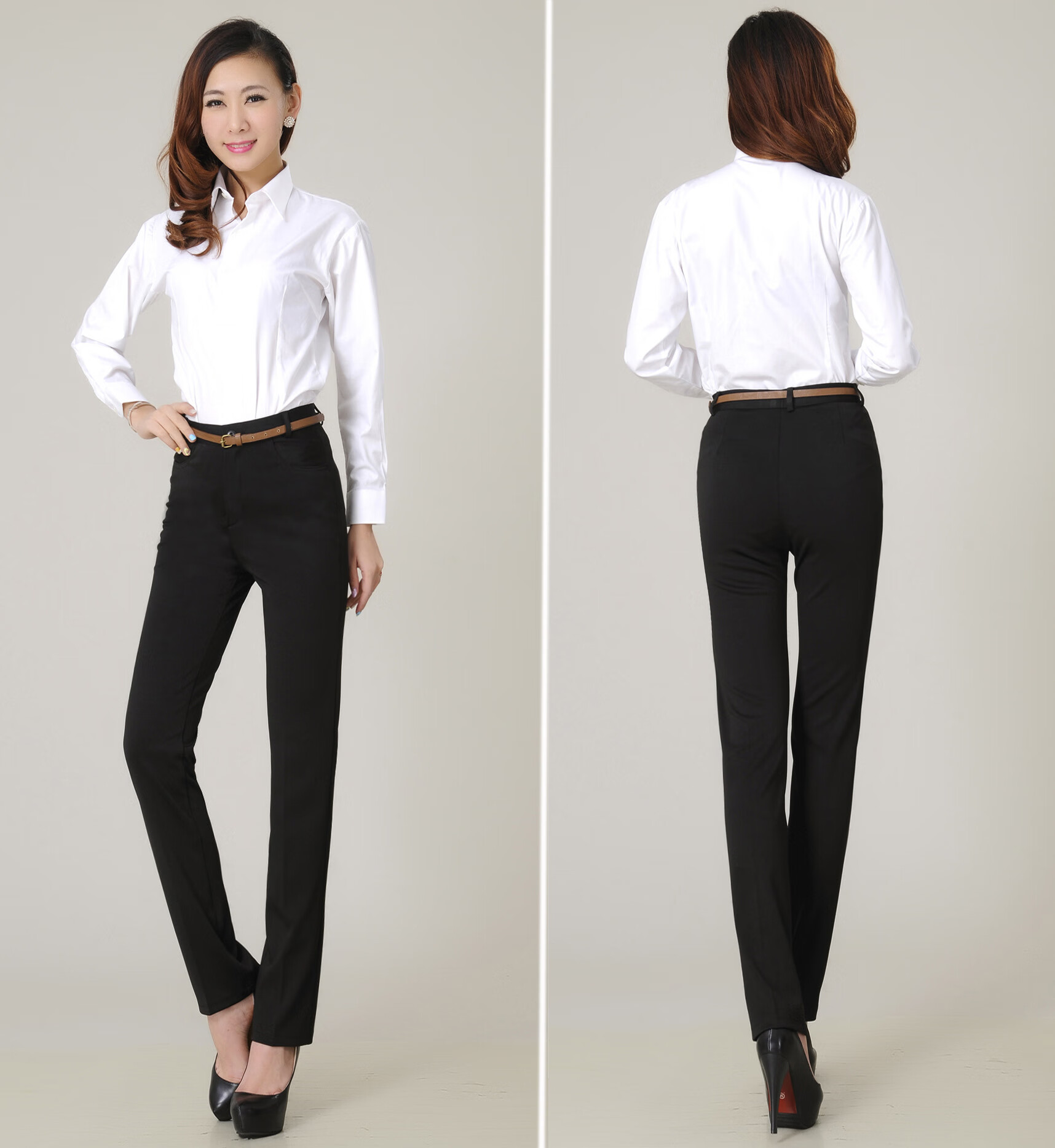 四季春夏加大码胖女士修身弹性直筒职业西裤西装正装裤工作裤子通勤