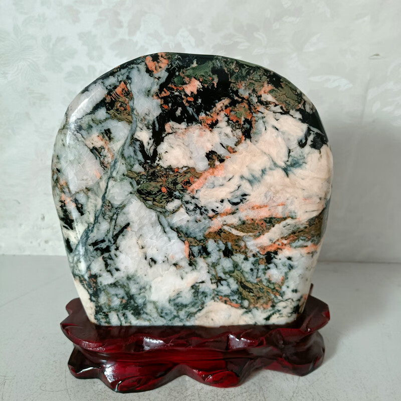 宏火阁礼品 奇石青海七彩石观赏石天然原石摆件国画石乔迁办公居家