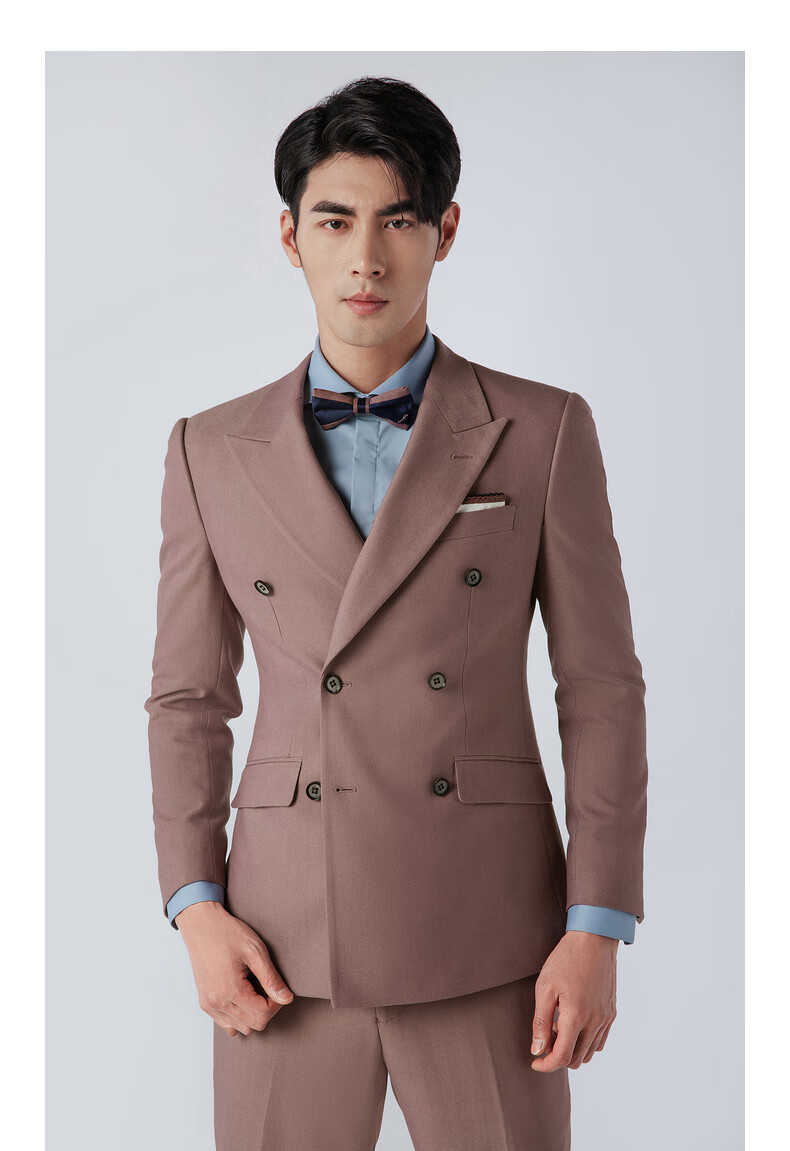 jdv男装年秋季商场同款时尚戗驳领双排扣商务西服外套wmm0002砖粉170