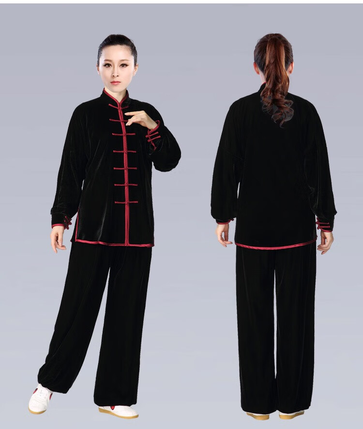 太极服金丝绒不倒绒加厚加绒秋冬南韩绒练功服金丝绒太极服表演服