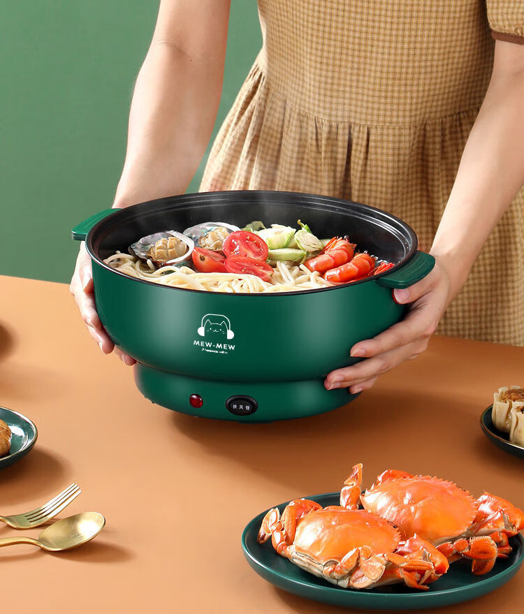 美菱(meiling)电炒锅多功能电热锅学生宿舍迷你小电锅家用电煮锅不粘
