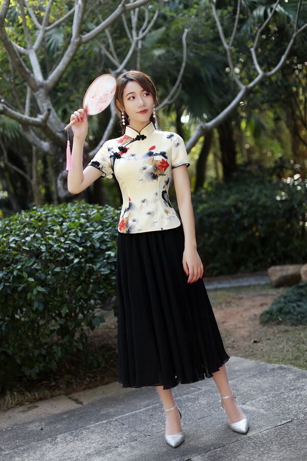 女神专属新款改良复古唐装旗袍上衣女中式大码文艺民族风时尚汉服两件