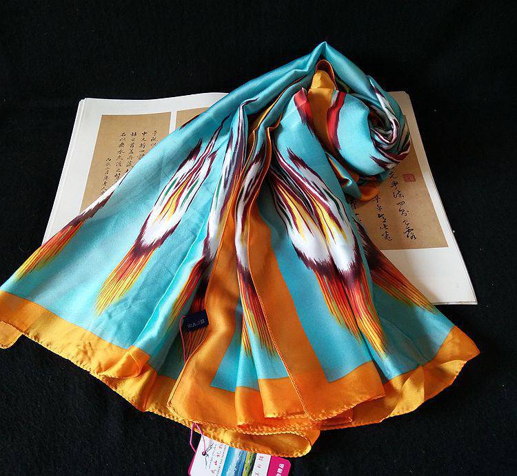 沙漠披肩头巾 新疆丝巾艾德莱斯纱巾民族风头巾女春夏防晒披肩两用