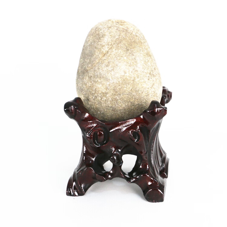 泰山石奇石头底座实木带槽鹅卵石不规则石头黄河石凹槽摆件托架子