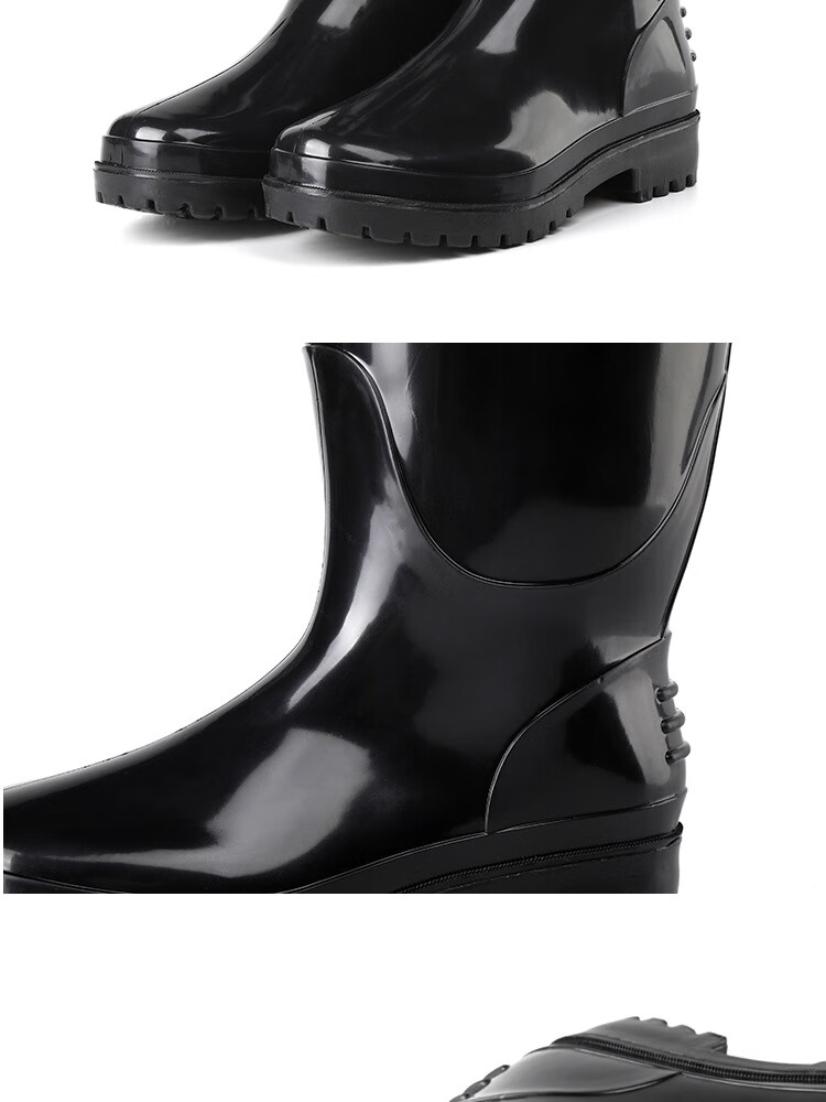2022年春季新款中筒雨鞋男黑色中帮劳保防雨靴钓鱼水鞋胶鞋黑色39