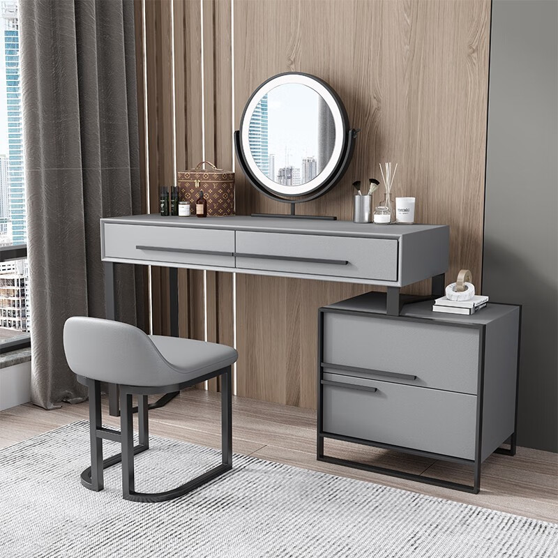 定制梳妆台卧室北欧轻奢化妆台桌lns风收纳柜一体单个椅子